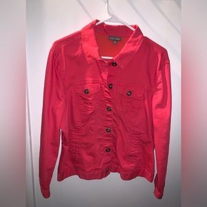 red denim jacket